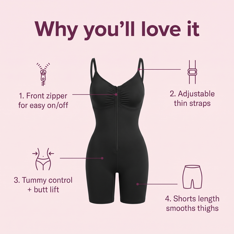 Zip-Front Sculpting Bodysuit Shorts