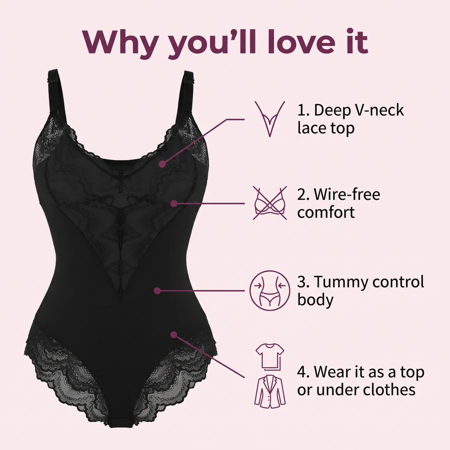 Lace V-Neck Sculpting Bodysuit
