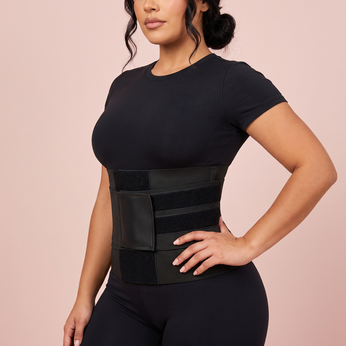 Triple-Wrap Sculpting Waist Belt in Black