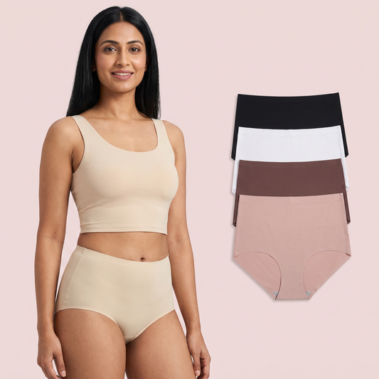 Seamless Ice-Silk High-Waist Briefs (5-Pack) in Mix 1