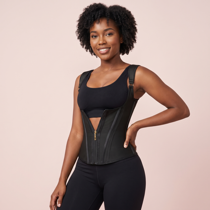 Boned Waist Trainer Corset in Black