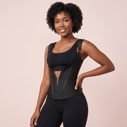 Boned Waist Trainer Corset in Black