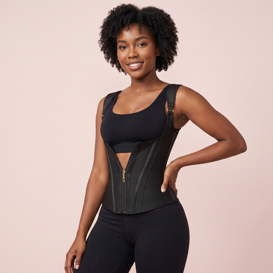 Boned Waist Trainer Corset in Black