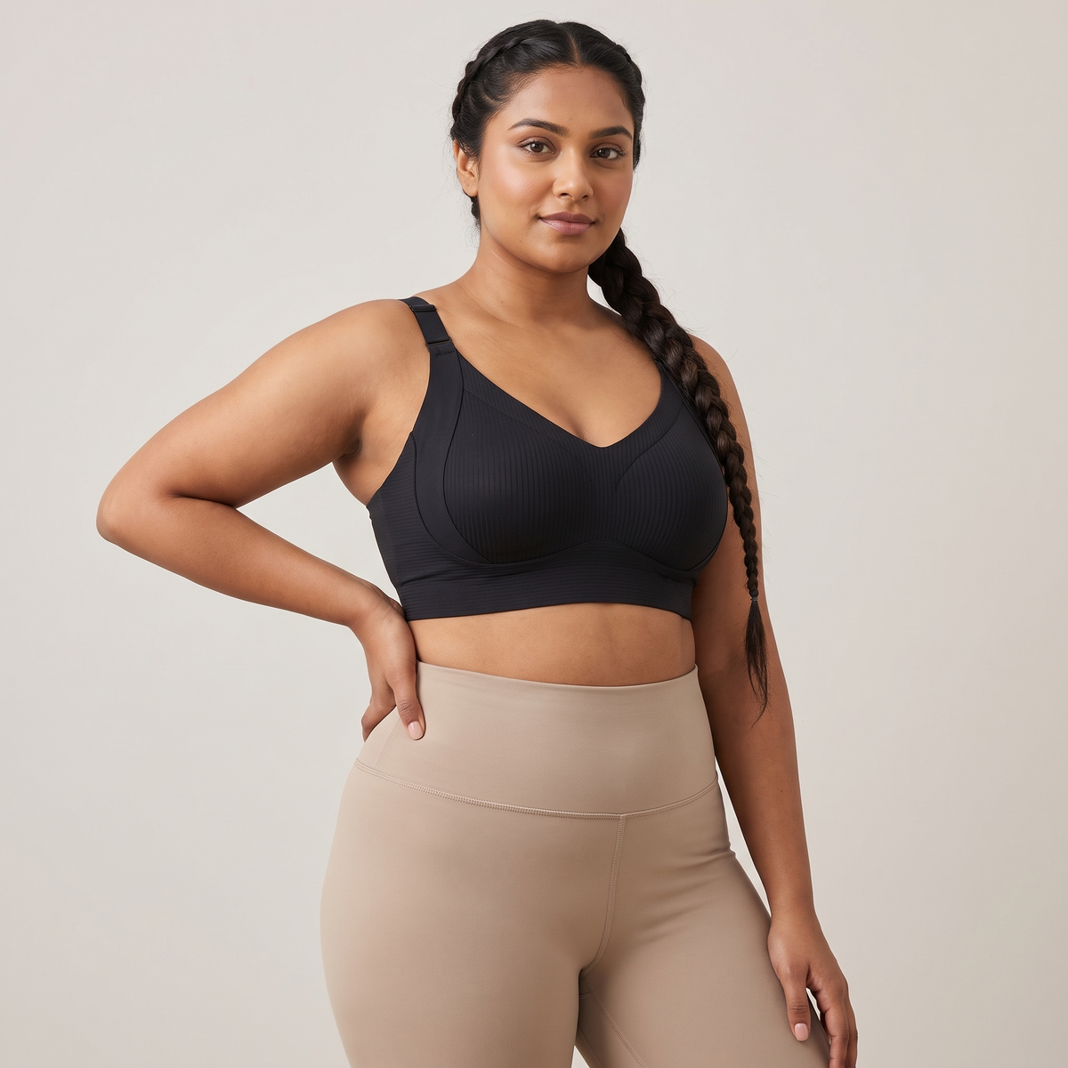 Ribbed V-Neck Support Bra (3-Pack) in 3 Black