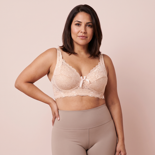 Full-Coverage Lace Comfort Bra in Light Beige