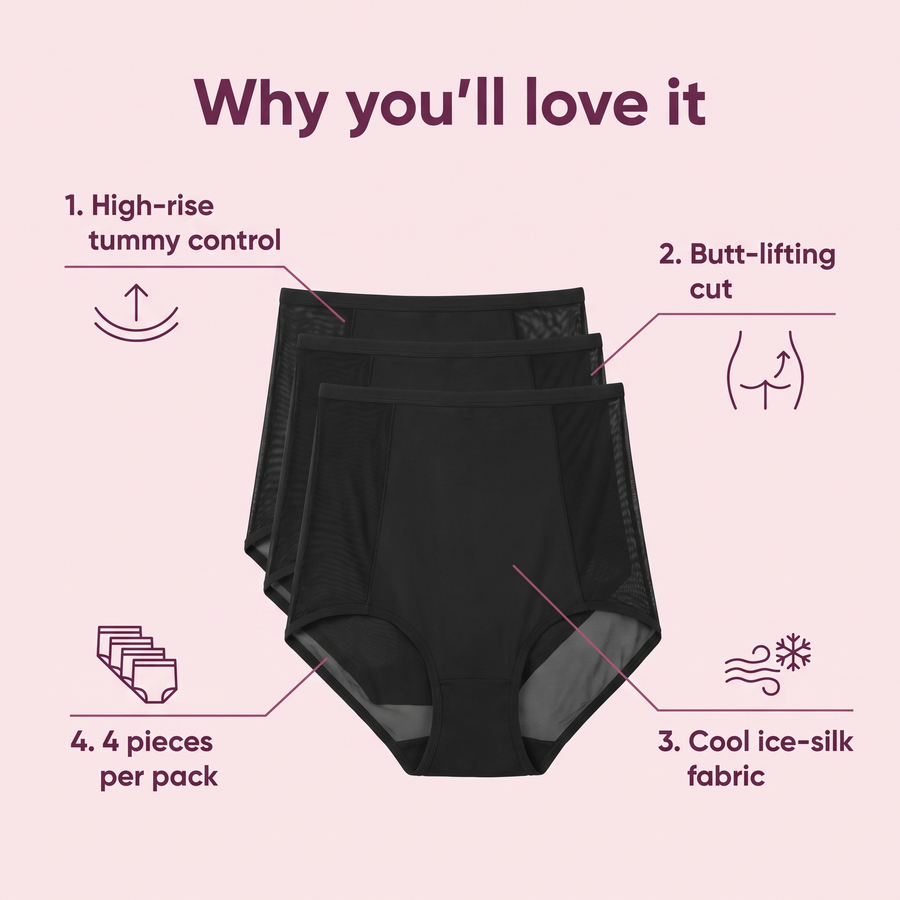 High-Rise Ice-Silk Shaping Briefs (4-Pack)