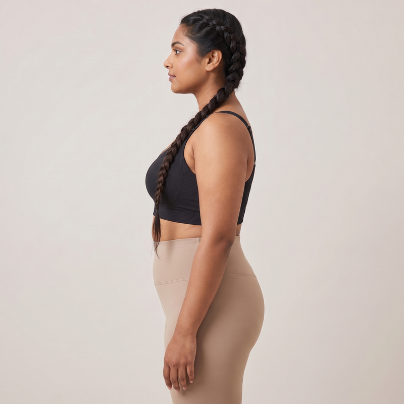 Ribbed V-Neck Support Bra (3-Pack)